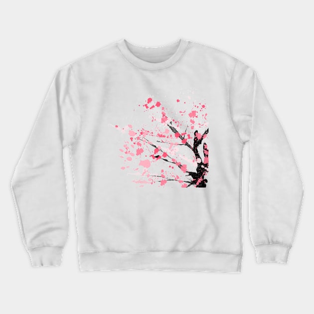 Japanese Sakura Cherry Blossom Tree Pink Petals Ink Drawing Crewneck Sweatshirt by 4U2NV-LDN